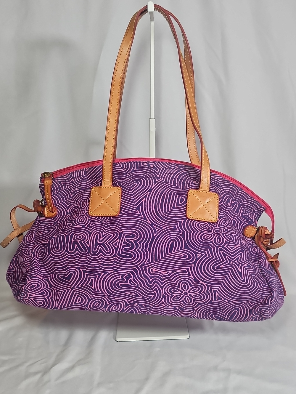 Vintage Dooney & Bourke Purple Graffit Doodle Shoulder Bag
